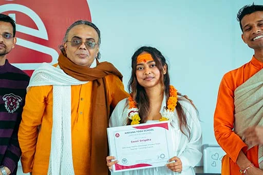 Swati Snigdha with her 200-Hour YTTC Certification at Nirvana Yoga School Rishikesh